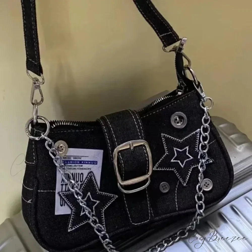 Stars Pattern Canvas Underarm Shoulder Bag shoulder-250126