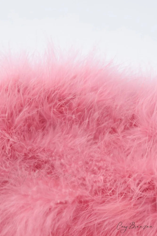 Strapless Backless Dress with Fuzzy Detail