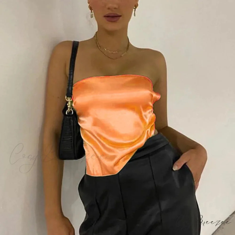 Strapless Bandage Bustier Crop Top Orange / S croptop-250223