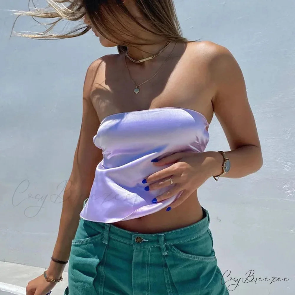 Strapless Bandage Bustier Crop Top PURPLE / S croptop-250223