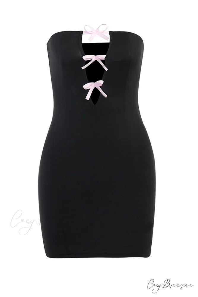 Strapless Dress with Bow-Tie Cut-Out