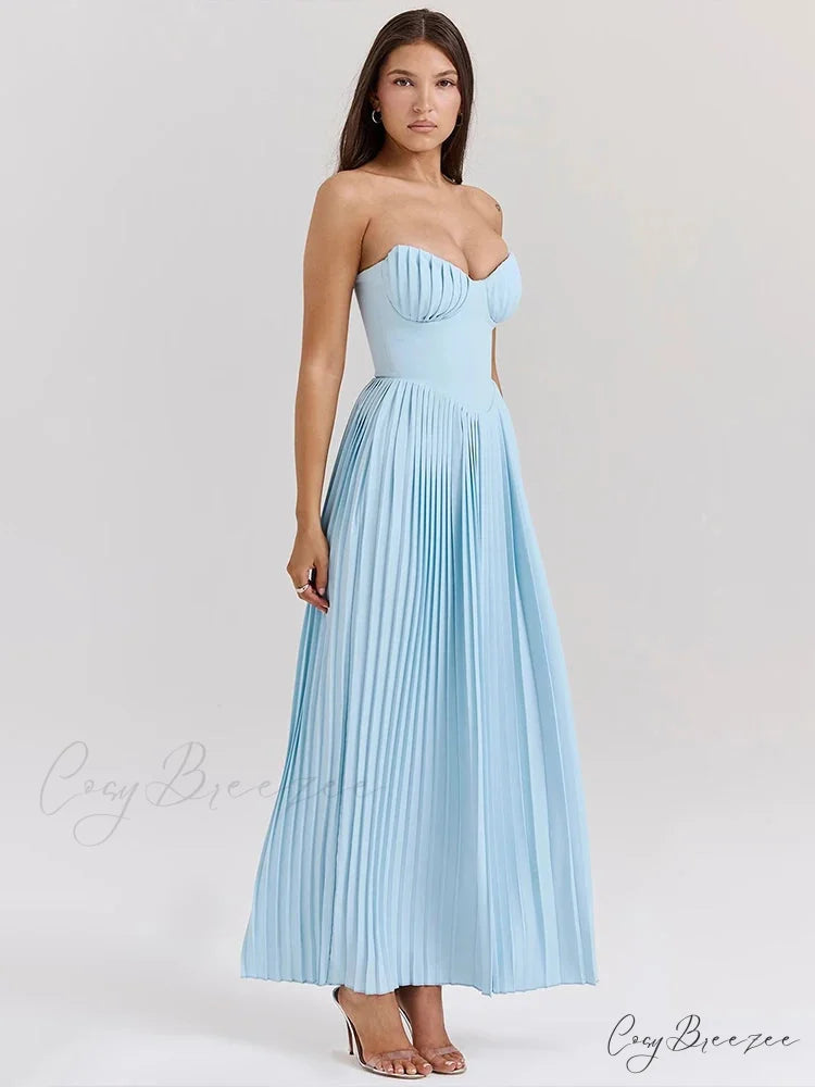 Strapless Graceful A-line Holiday Dress vacationdress-250223