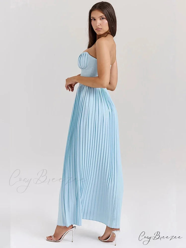 Strapless Graceful A-line Holiday Dress vacationdress-250223