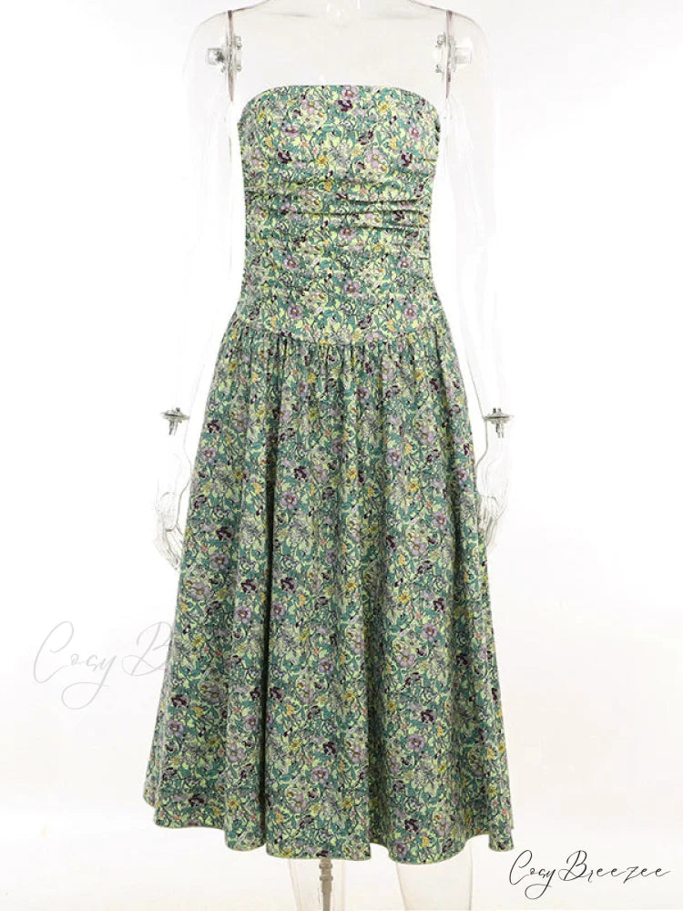 Strapless High Low Dress with Floral Print
