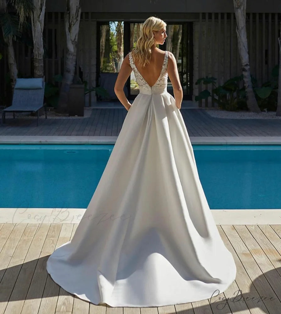 Strapless Lace Evening Gown Wedding Dress lvory white / 2 weddingdress-250223