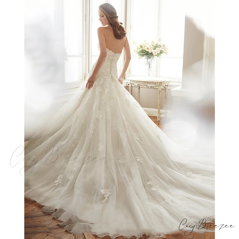 Strapless Mermaid Lace Wedding Dress weddingdress-250223