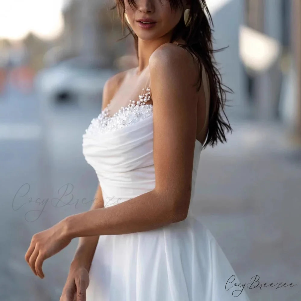 Strapless Sweet Lace Long Train Wedding Dress weddingdress-250223