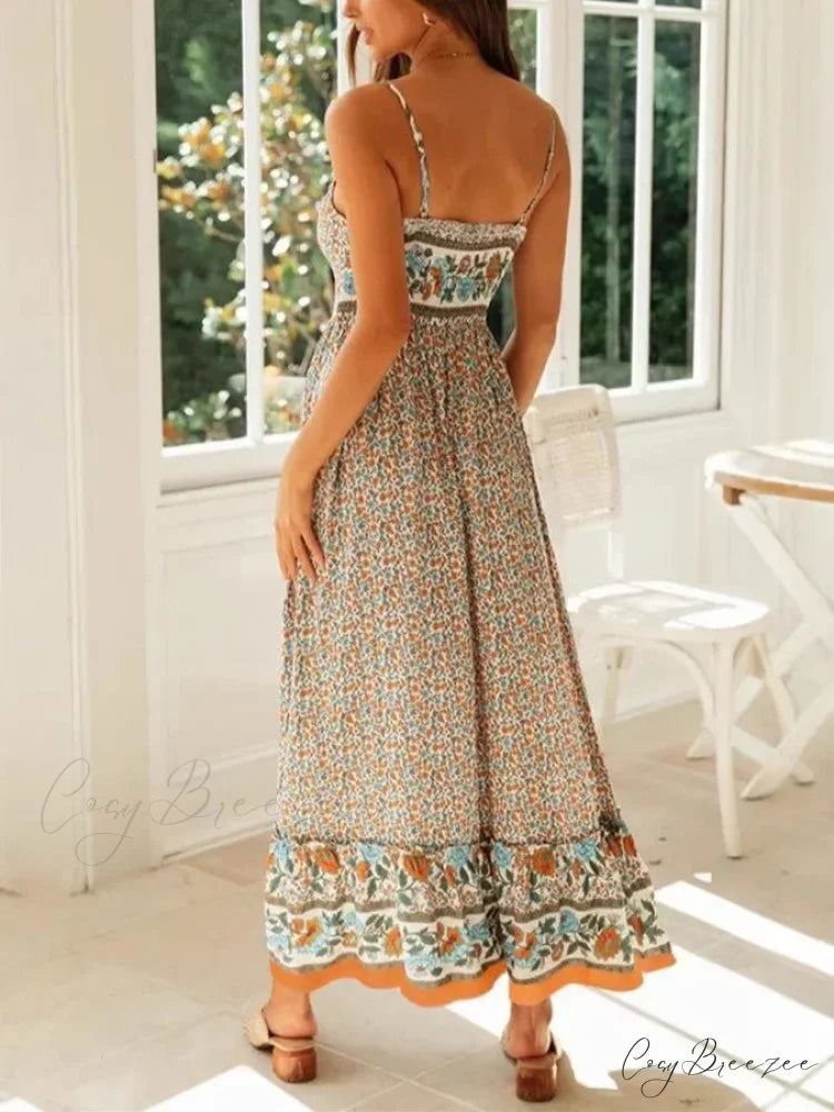 Strapless Vacation Summer Maxi Beach Boho Dress bohodress-250126