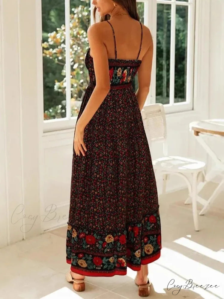 Strapless Vacation Summer Maxi Beach Boho Dress bohodress-250126