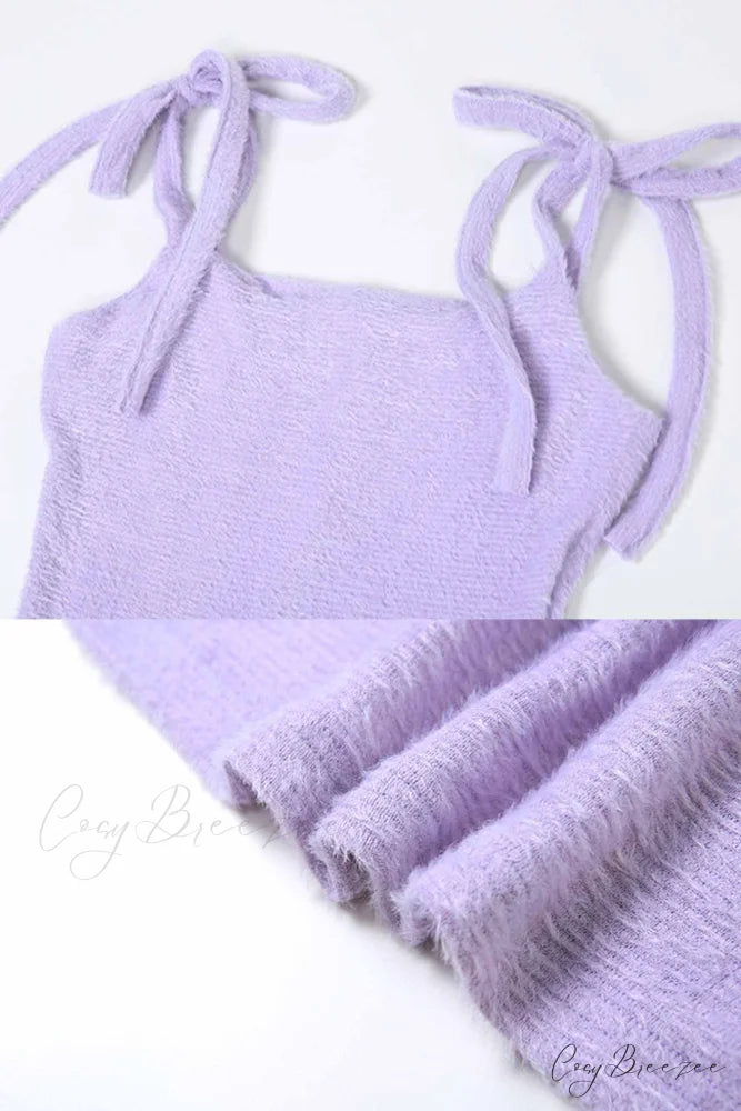 Strappy Plush Slit Dress