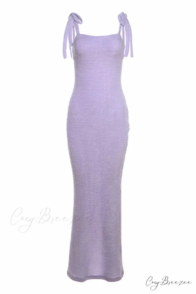 Strappy Plush Slit Dress Purple / L