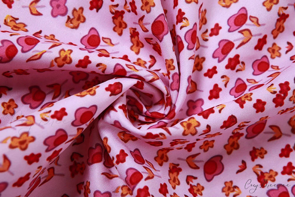 Straps and Design Flowered Warm-Season Long Bodycon Ruched Pink Coastal with Casual Gown Detail