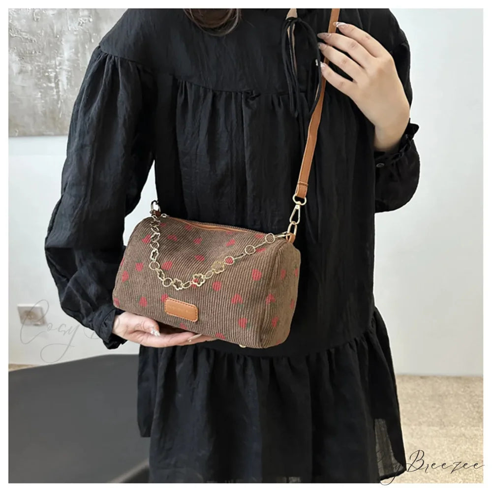 Strawberry Corduroy Mini Crossbody Bag crossbody-250126