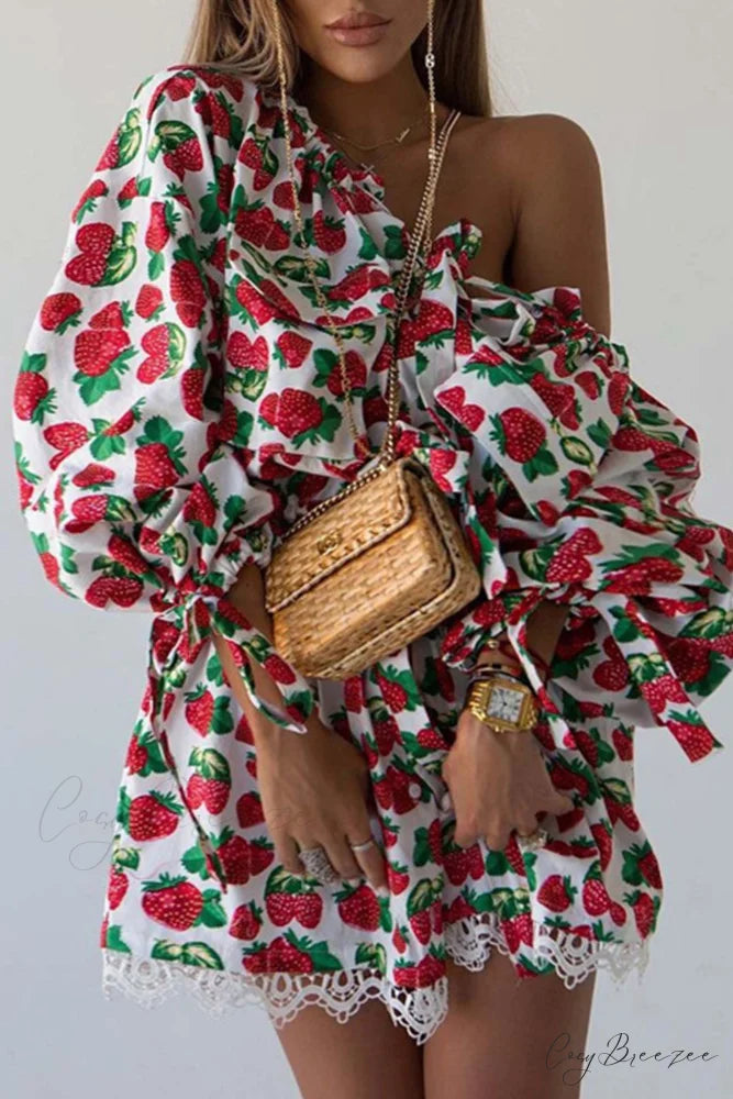 Strawberry Drop Shoulder Dress Red / L