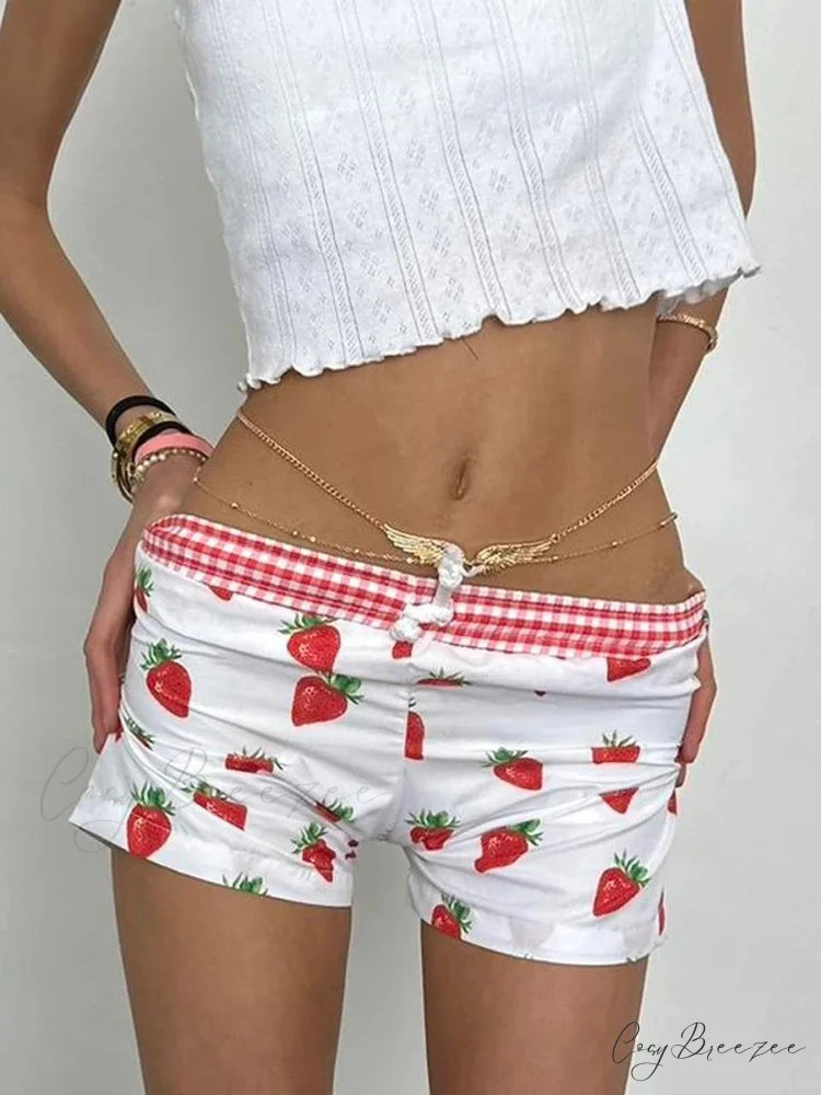 Strawberry Print Cotton Sweatshorts short-250223