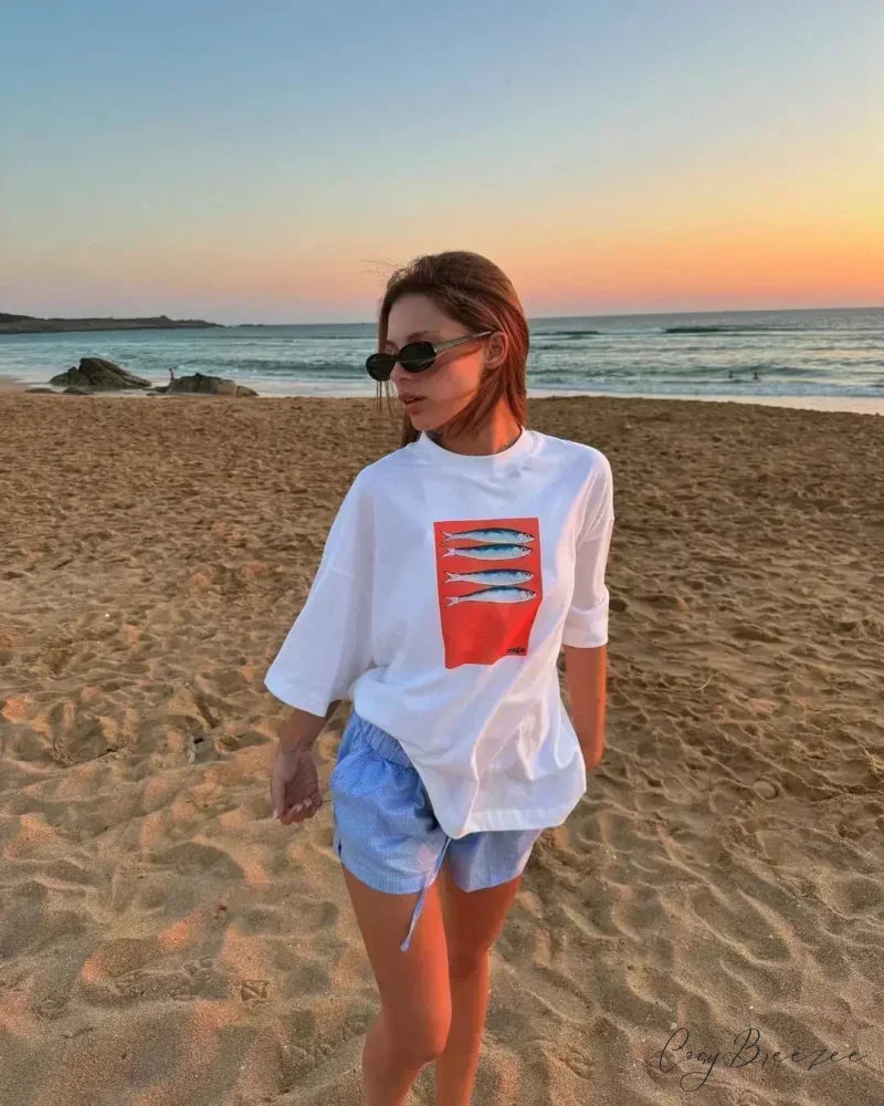 Street Dark Minimalist Emblem Print Tee white4 / S t-shirt-250223