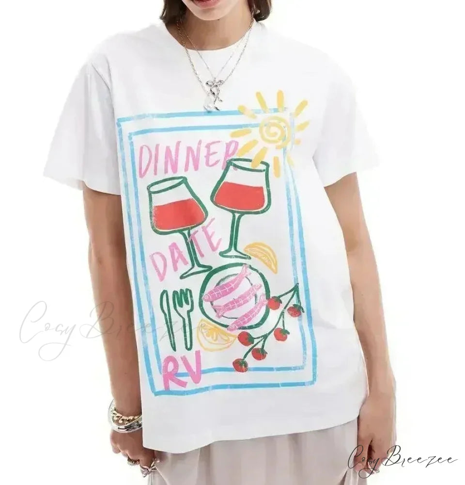 Street Dark Minimalist Emblem Print Tee white7 / S t-shirt-250223