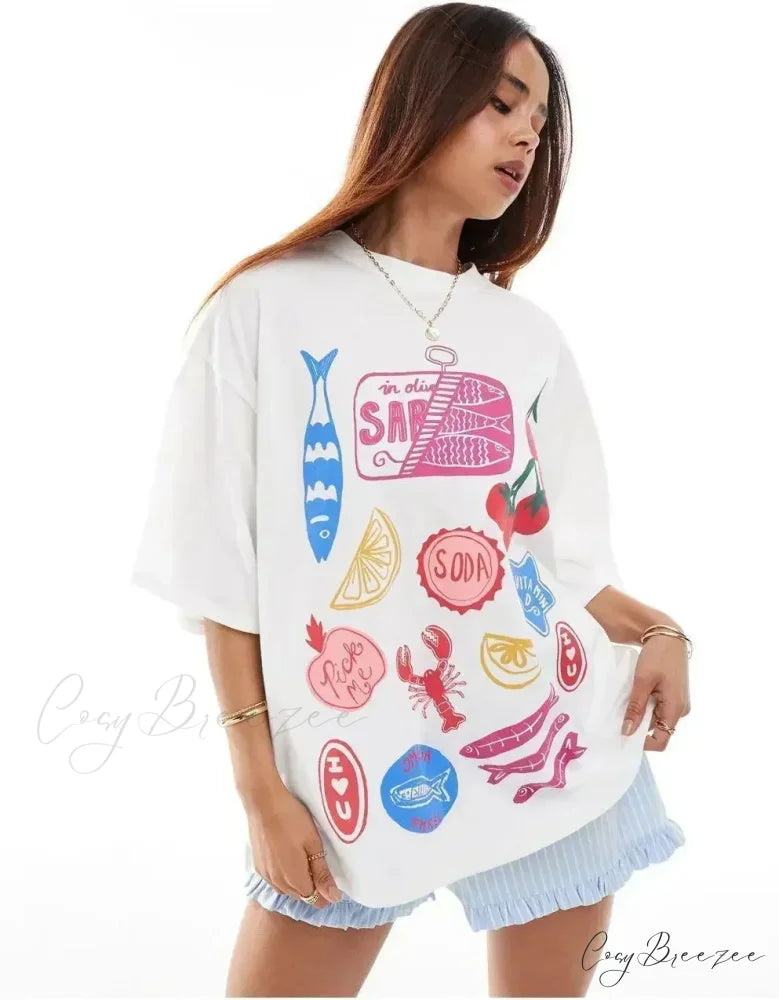 Street Dark Minimalist Emblem Print Tee white9 / S t-shirt-250223