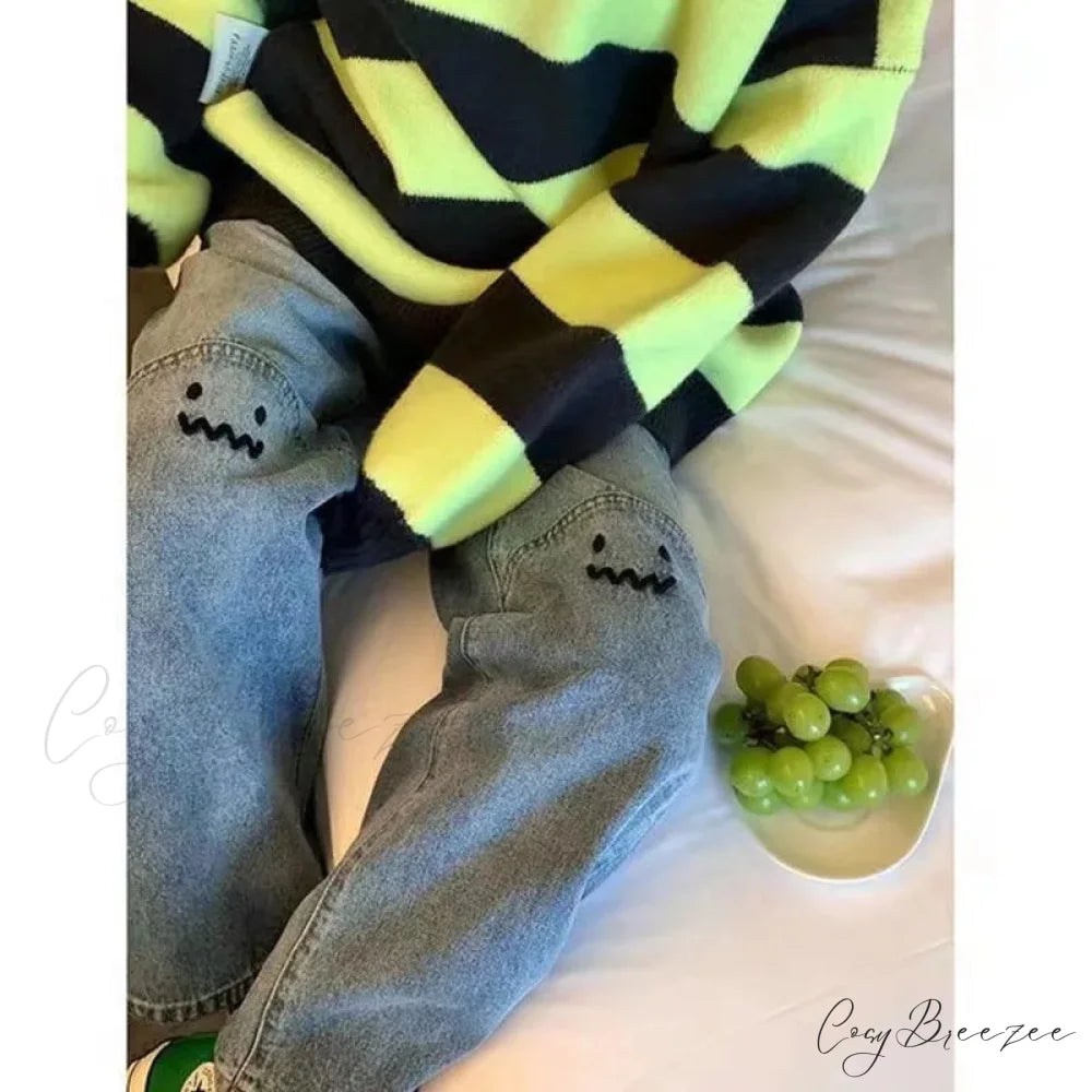 Street Trend Ruffian Handsome Letter Hip Hop Personality Fashion Ladies Trousers Jean