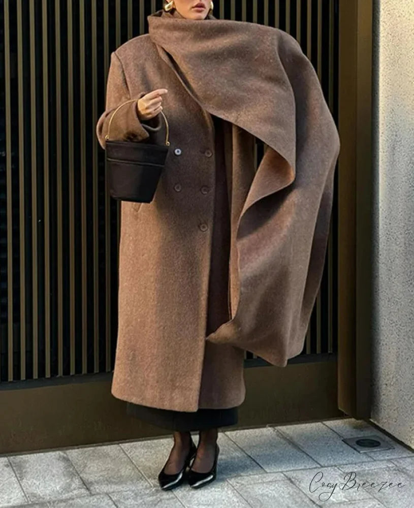 Street Womens Lapel Double-Breasted Coat overcoats-241228