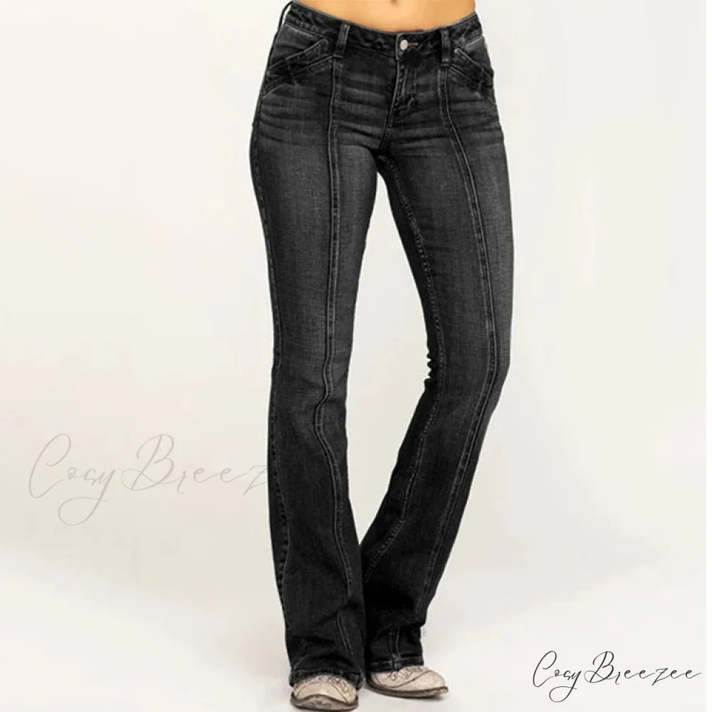 Stretch Casual Flare Women’s High Waisted Butt-lifting 2024 Spring Summer for Woman Streetwear Raw Edge Flared Denim