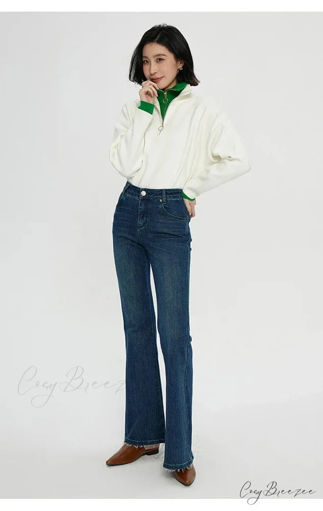 Stretch Flare High Waist Slim Flare Ladies Casual Streetwear Denim Jean