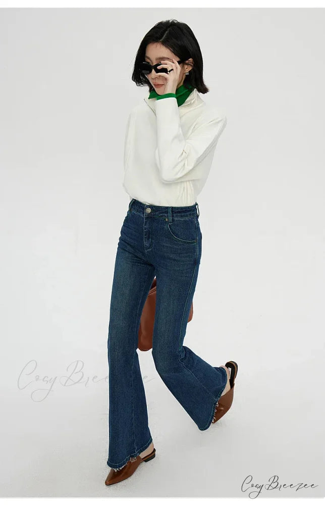 Stretch Flare High Waist Slim Flare Ladies Casual Streetwear Denim Jean