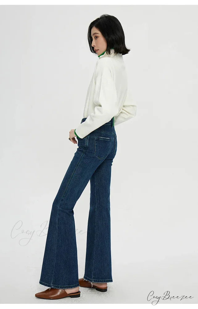 Stretch Flare High Waist Slim Flare Ladies Casual Streetwear Denim Jean