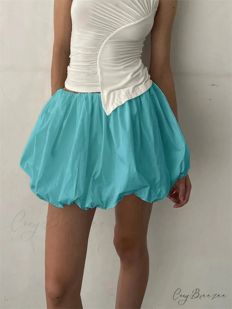 Stretch Waist Plain Tutu Skirt blue / S skirts-250223