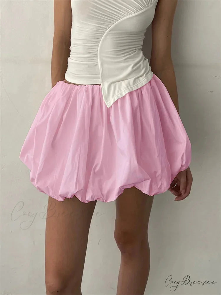 Stretch Waist Plain Tutu Skirt pink / S skirts-250223