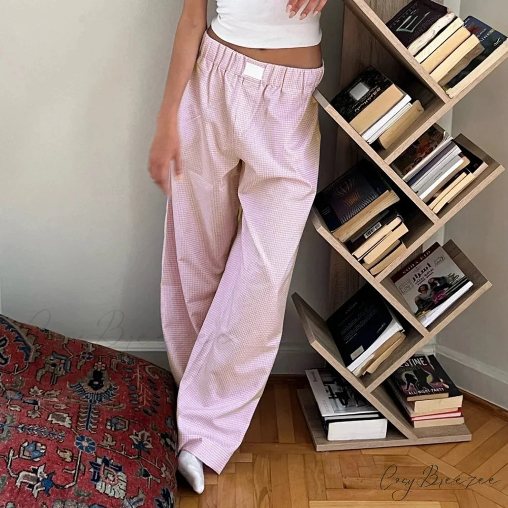 Striped Casual Preppy Everyday Wear Pant Pink / S pant-250223