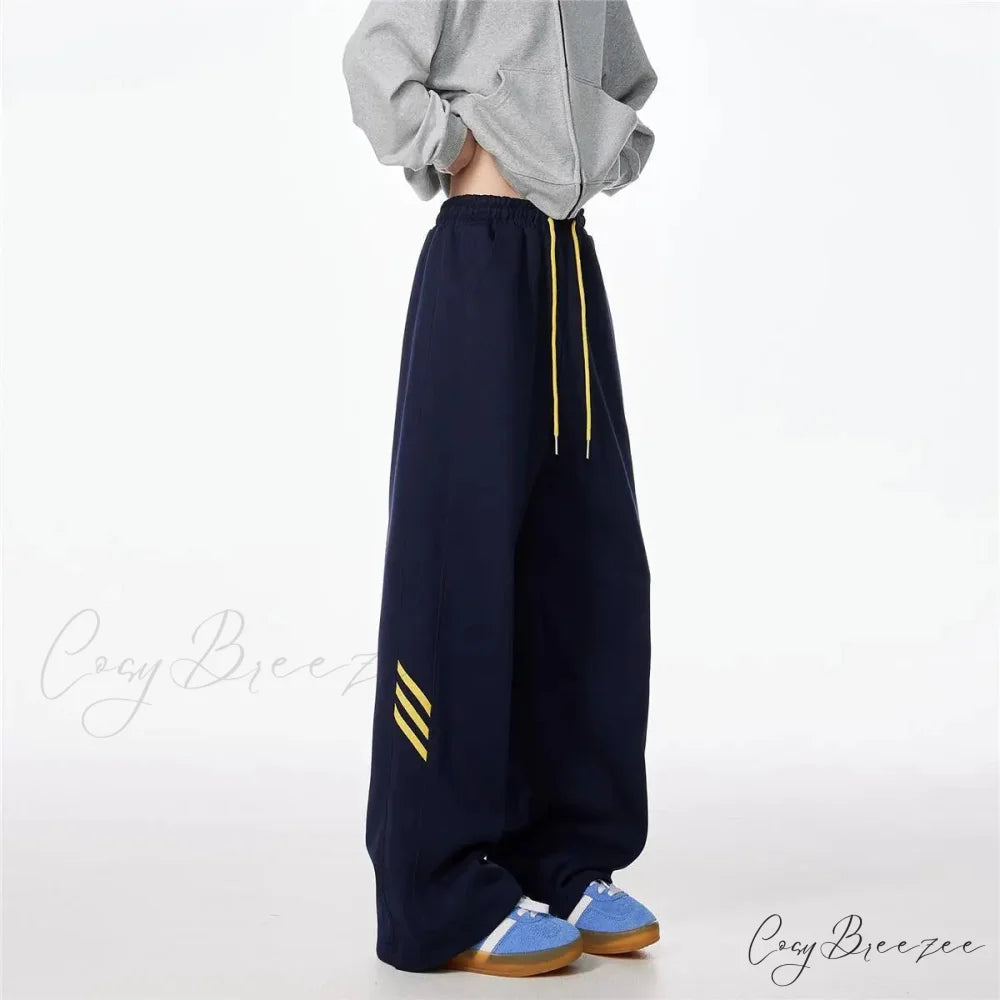 Striped Fleece Motion Loose Pants pants-241228