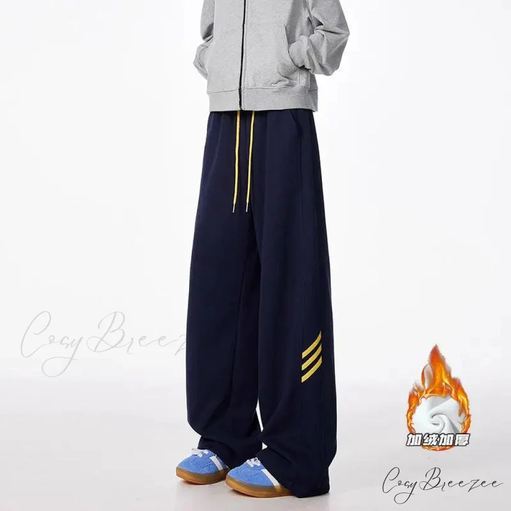 Striped Fleece Motion Loose Pants dark Blue / S pants-241228