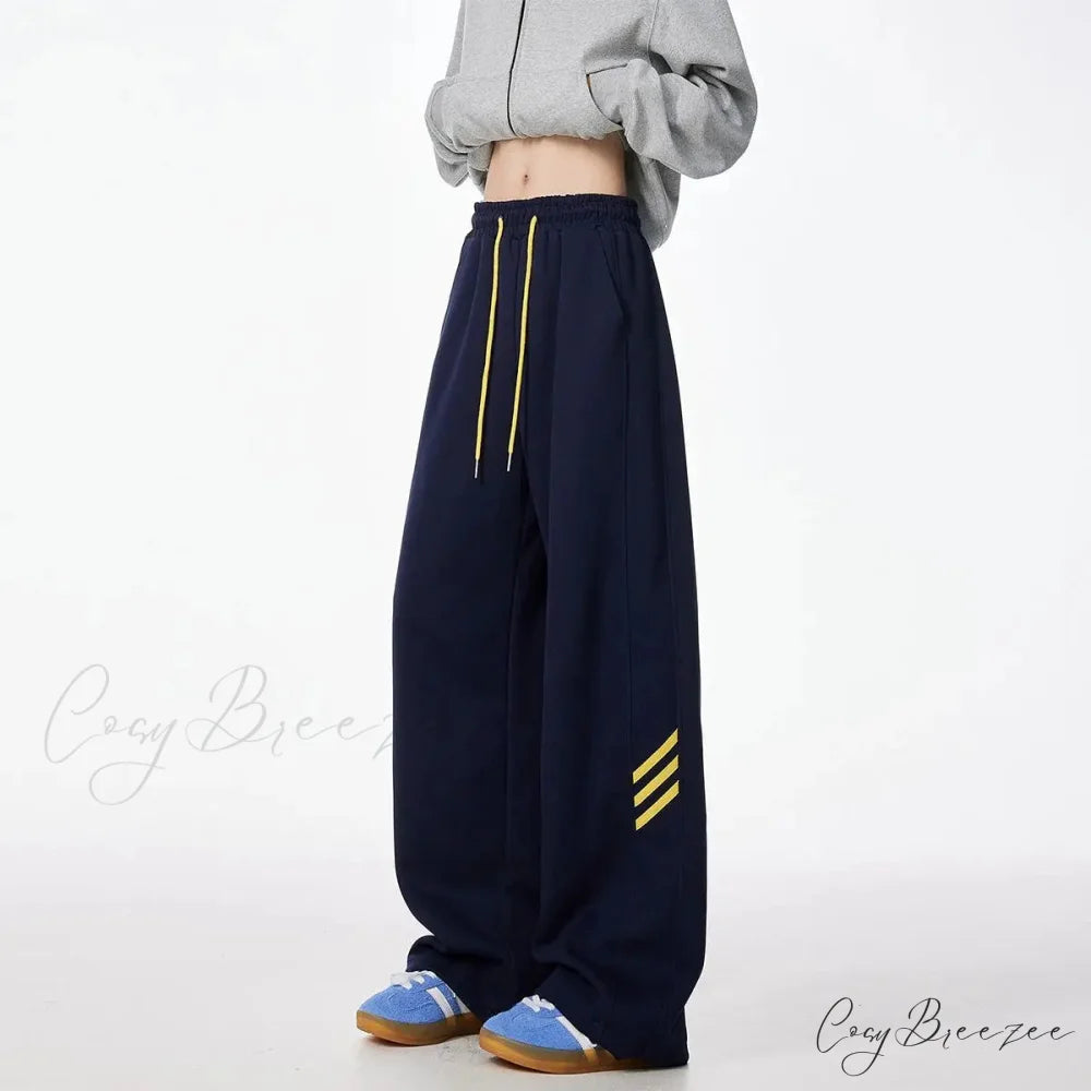 Striped Fleece Motion Loose Pants Gray / S pants-241228