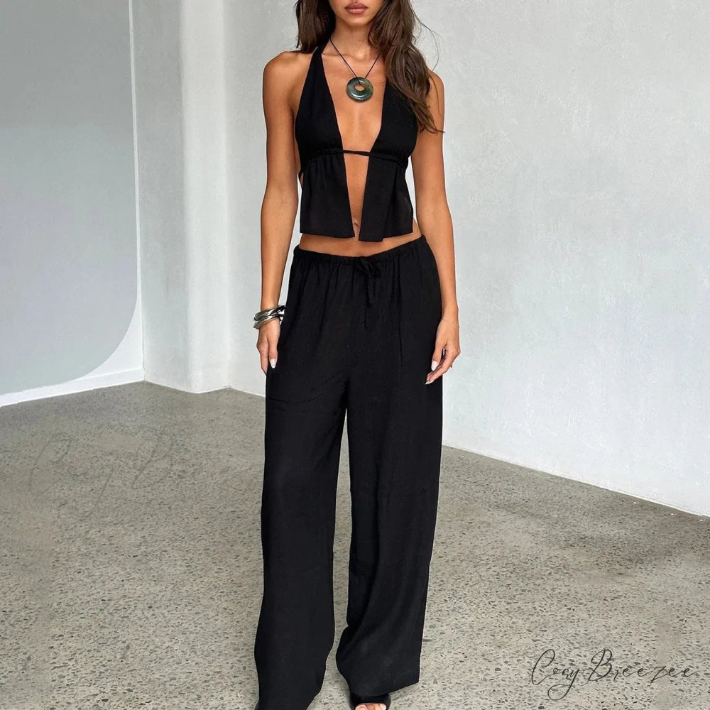 Striped Halter Backless Crop Top croptop-250223