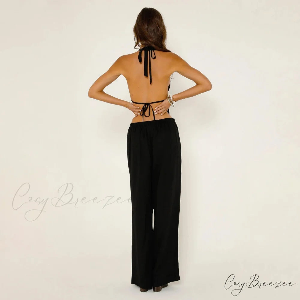 Striped Halter Backless Crop Top croptop-250223