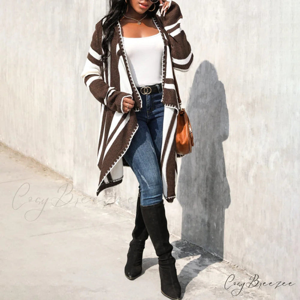 Striped Hooded Cardigan