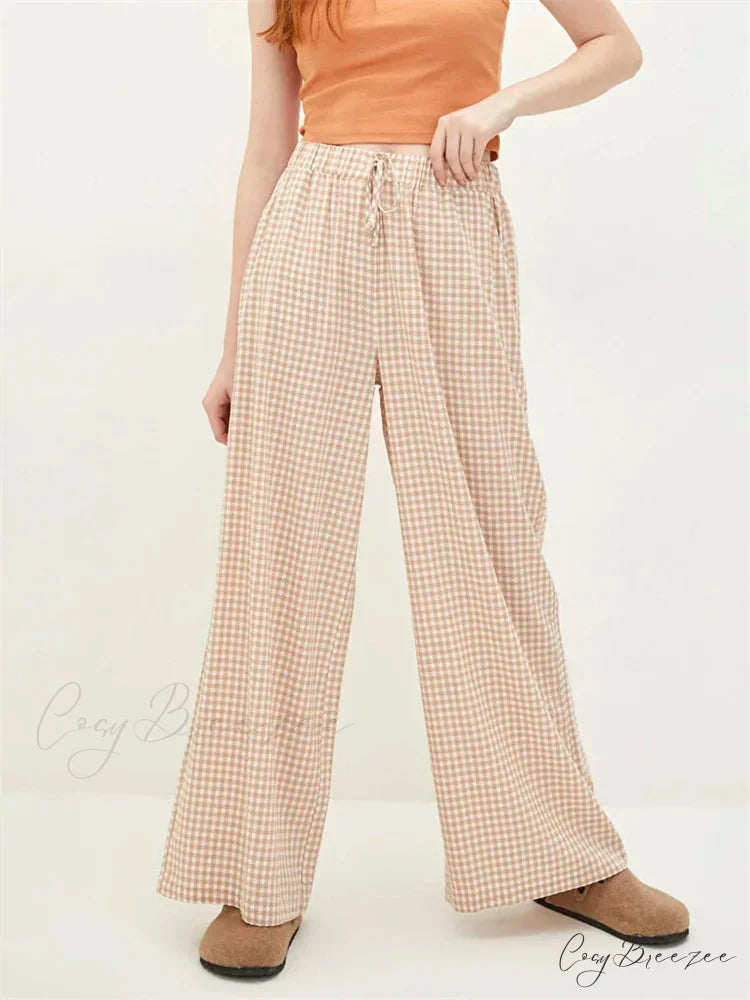 Striped Pattern Elevated-Waist Spacious Pocketed Pant pant-250223