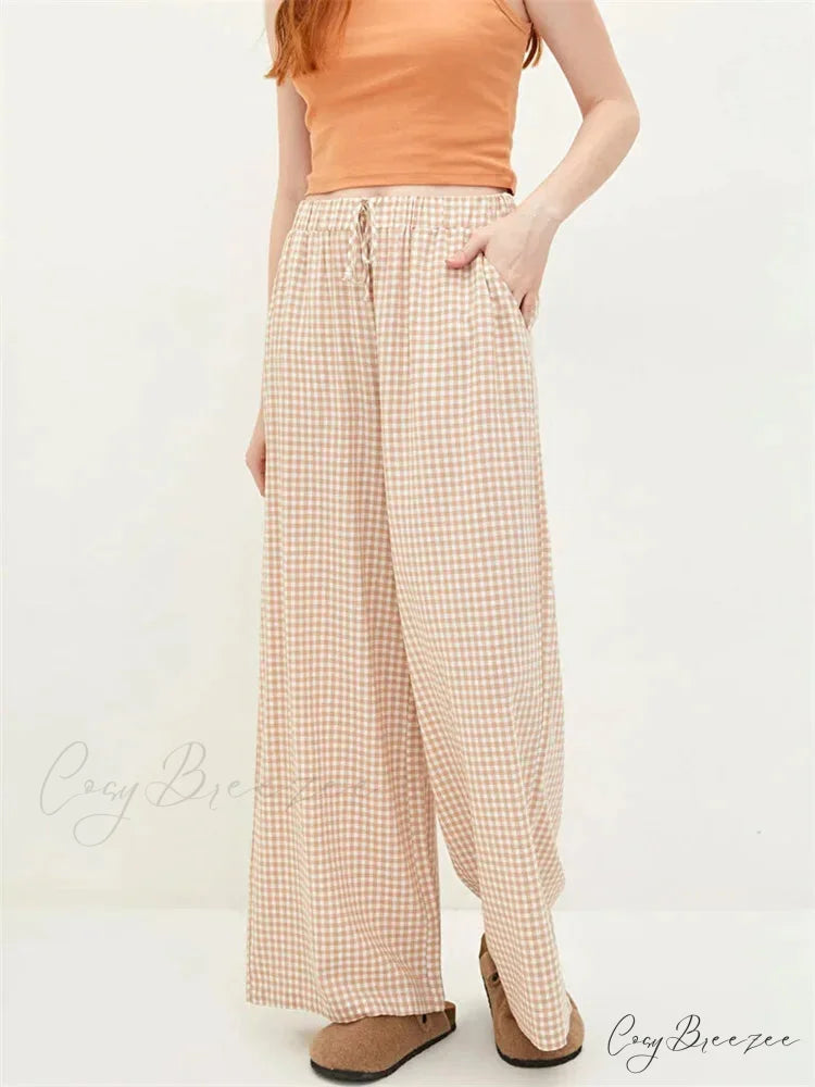 Striped Pattern Elevated-Waist Spacious Pocketed Pant pant-250223