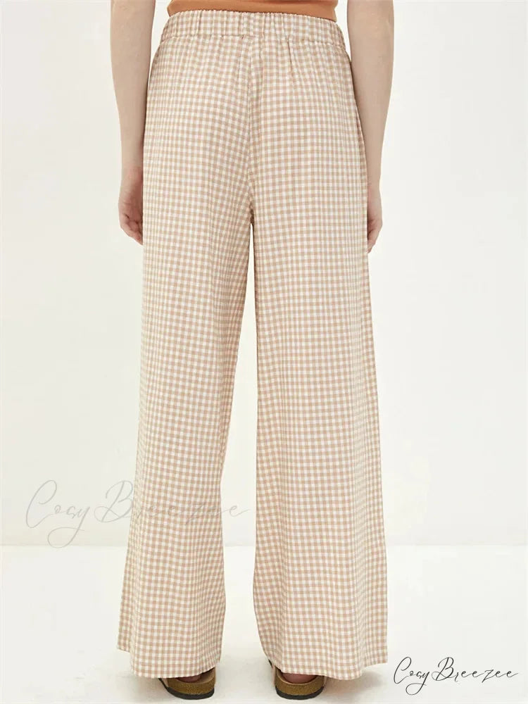 Striped Pattern Elevated-Waist Spacious Pocketed Pant pant-250223
