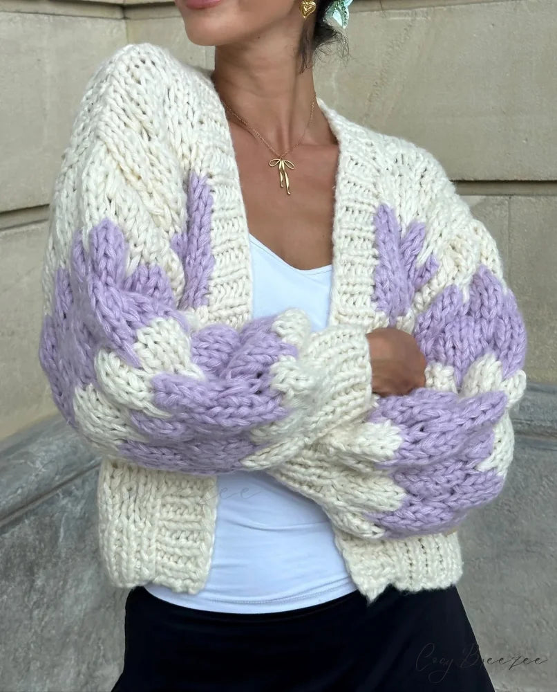 Striped Vintage Full Sleeve Knit Cardigan pink / S cardigans-241228