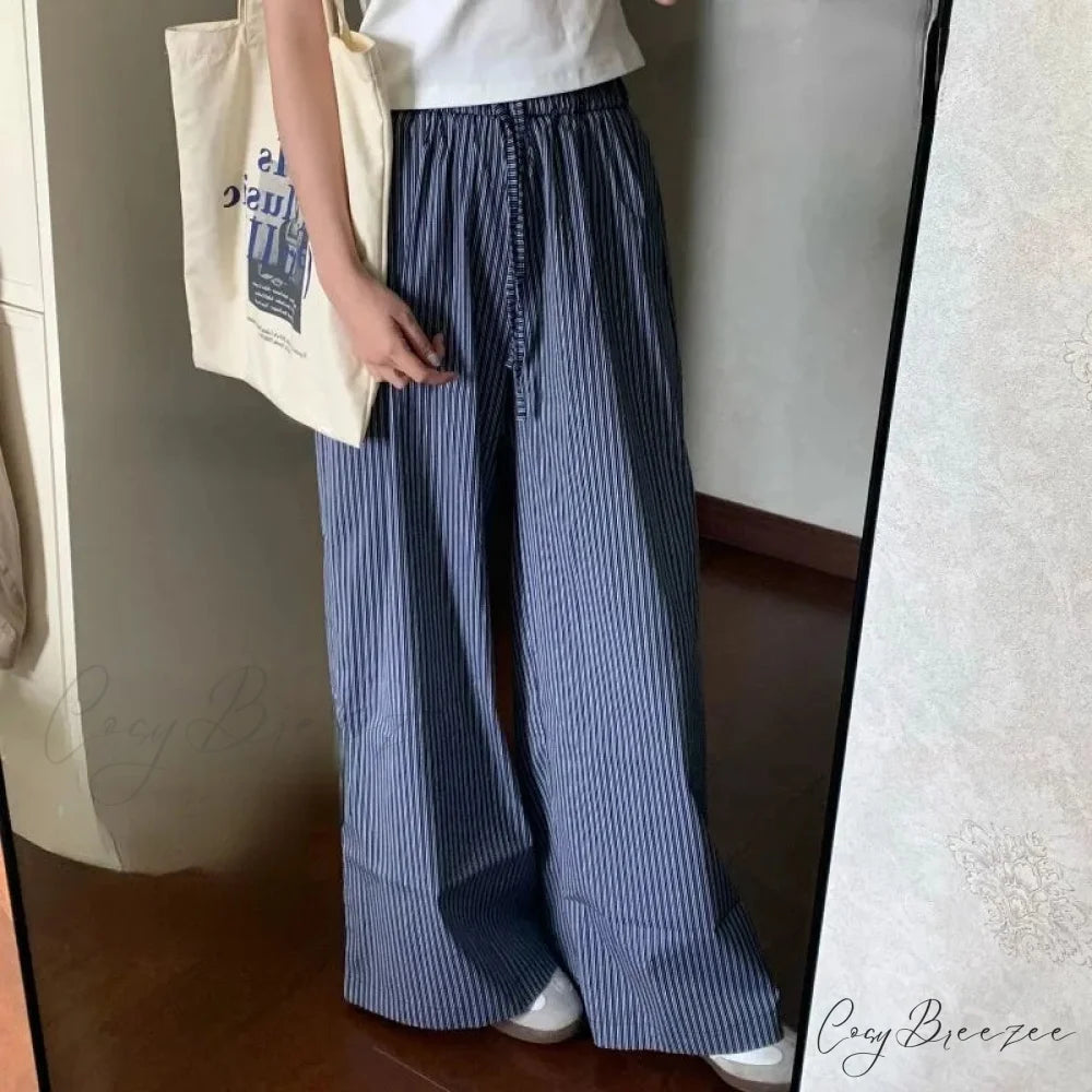 Striped Y2K Women Casual Elastic Pants pants-241228