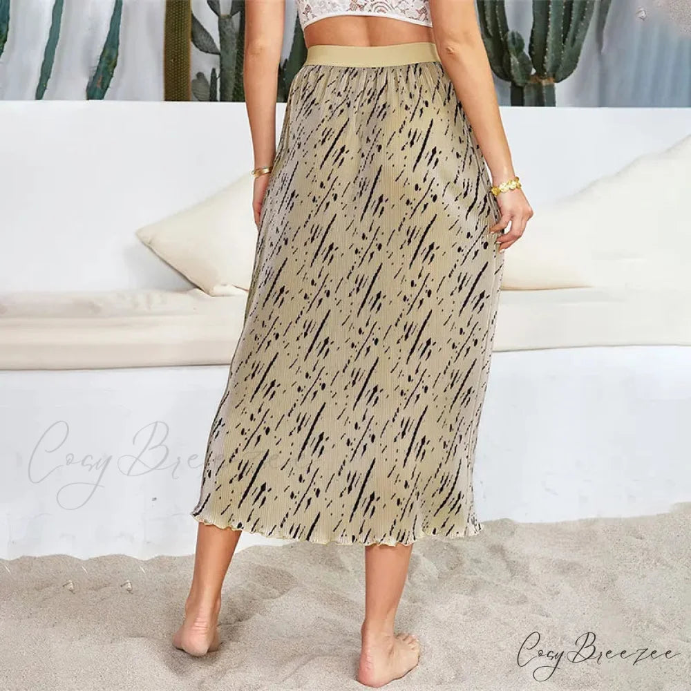 Stylish Floral Printed Tulle High Waist Loose Umbrella Skirt skirt-250126