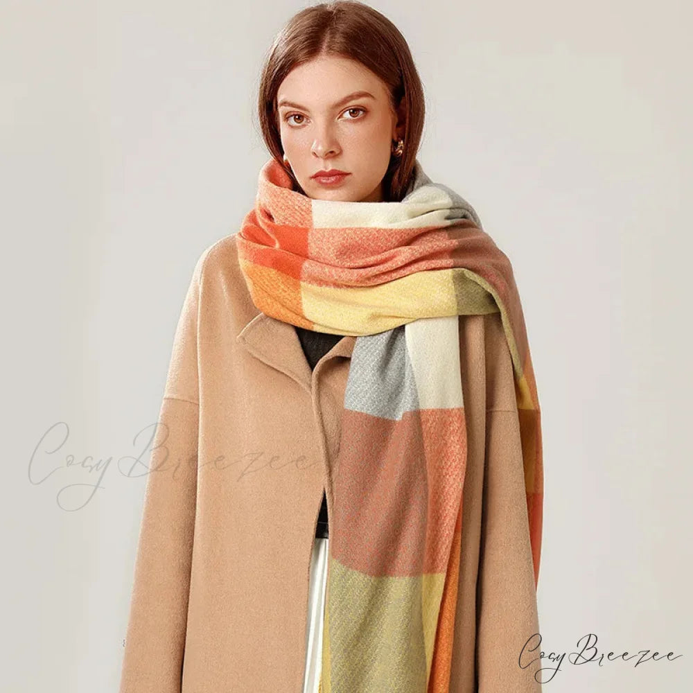 Stylish Plaid Cashmere Winter Scarf scarf-241228