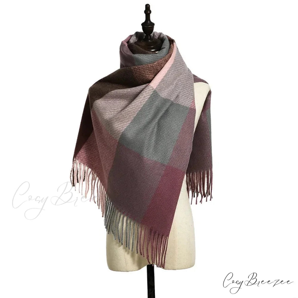 Stylish Plaid Cashmere Winter Scarf brown scarf-241228