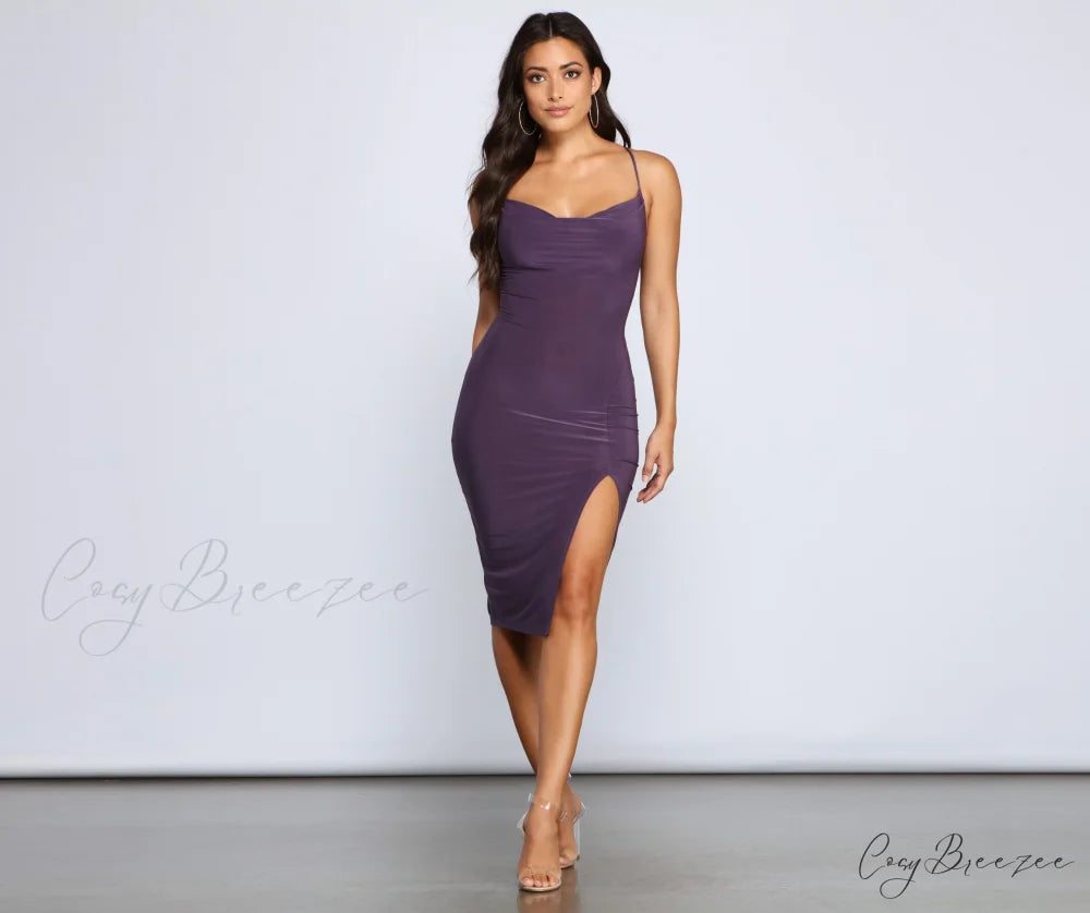 Such A Stylish Stunner Midi Dress EGGPLANT / XS