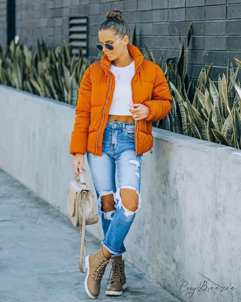 Sugar Bowl Puffer Jacket - Burnt Orange