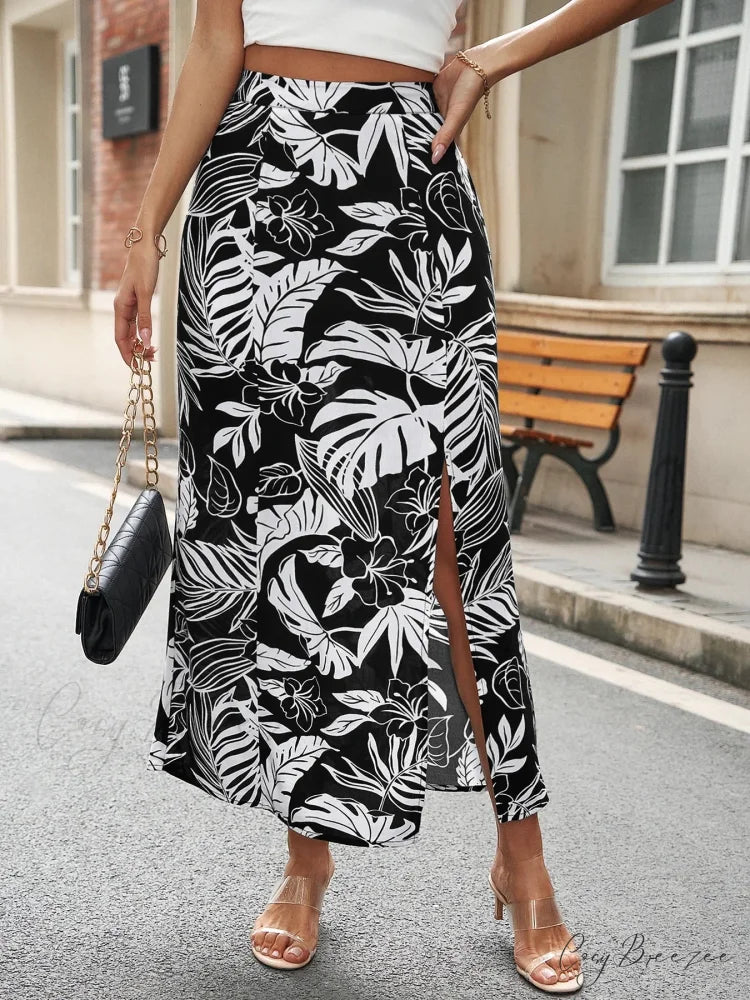 Summer Bohemia Floral Retro Casual Streetwear Long Skirt skirt-250126