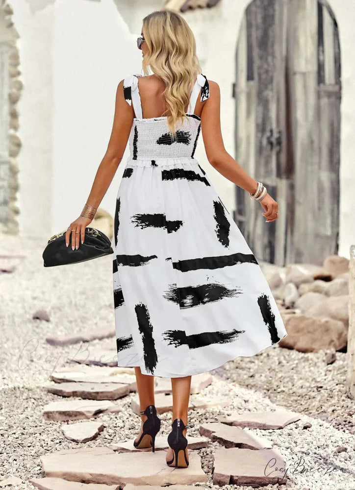 Summer Printed Maxi Sling Dress M / yellow