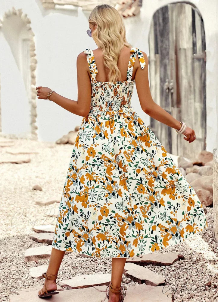 Summer Printed Maxi Sling Dress S / green